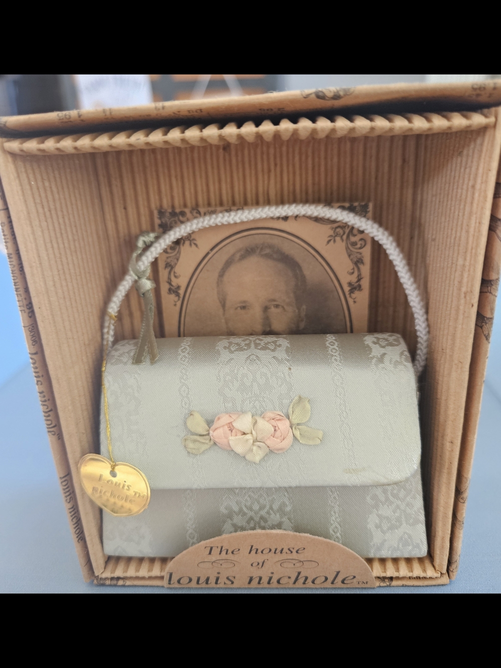 Louis Nichole Light Blue Doll's Mini Handbag with Floral Detail